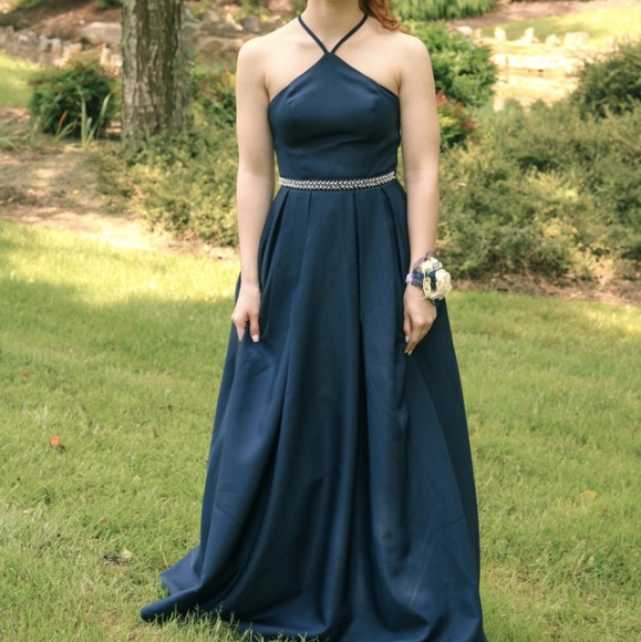 Navy Prom Dress (with POCKETS) - Picture 1 of 2